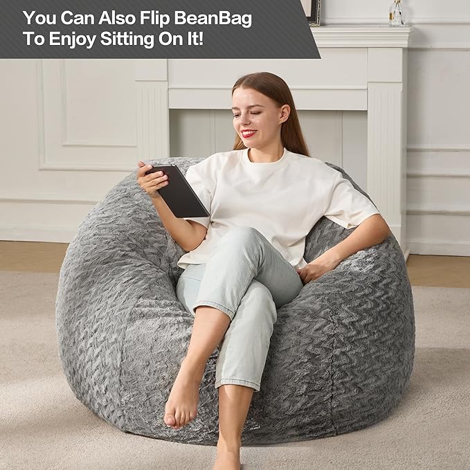 Hobestluk 3ft Bean Bag Chairs for Adults Large Beanbag Chair - Image 3