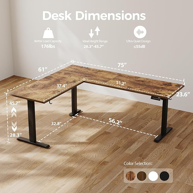 Agilestic 75 Inch L Shaped Standing Desk Adjustable Height, Corner Standing Desk - Image 2