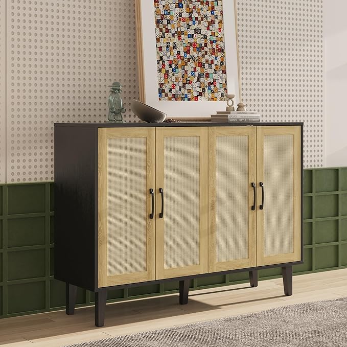 Storage Cabinet with Rattan Trim - Image 2