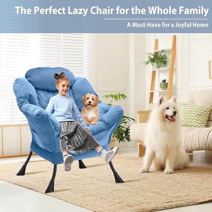 Lazy Chair Thick Padded, Comfy Velvet Accent Lounge Chair - Image 3