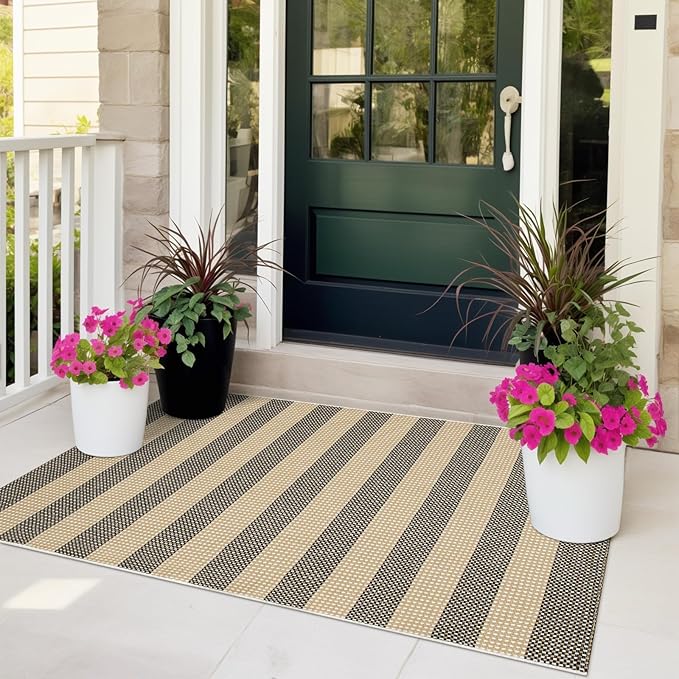 OJIA Tan Washable Outdoor Rug 3'x5', Fall Front Door Mat Outside Entrance - Image 7