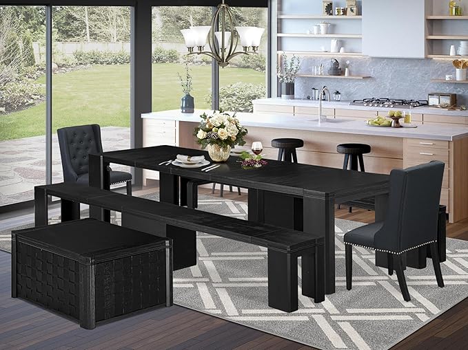 X02FO-2C6-24 - 5-piece Modern Dining Table Set a Rectangular Kitchen Table and by LuxebyEastWestFurniture