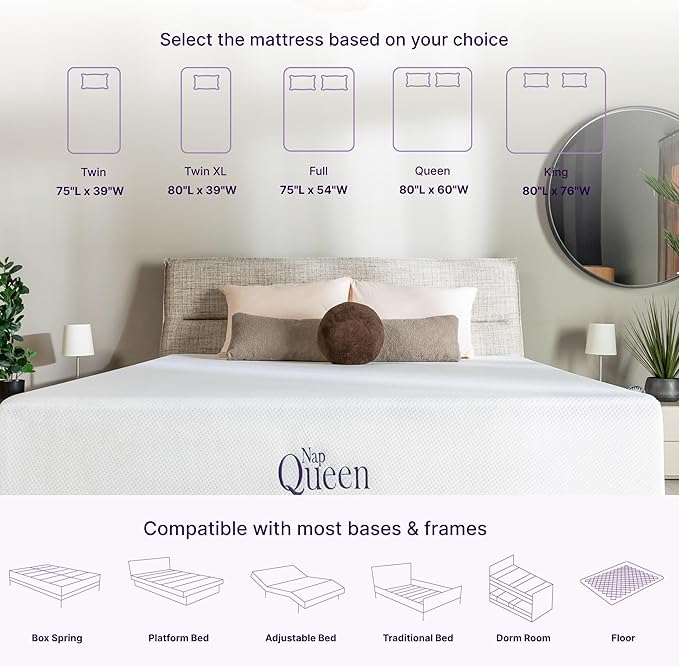NapQueen 12 Inch Full Size Mattress, Bamboo Charcoal Memory Foam Mattress - Image 3