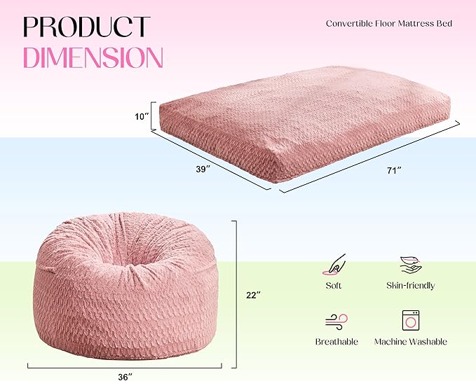 Hobestluk Bean Bag Chair Convertible Beanbag Chairs - Image 2