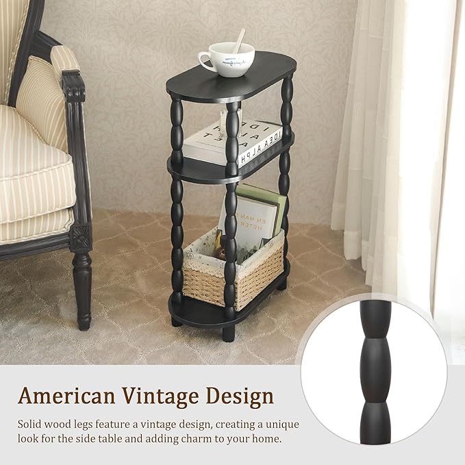 MaxSmeo Small Narrow Side Table, 3-Tier Narrow End Table - Image 4