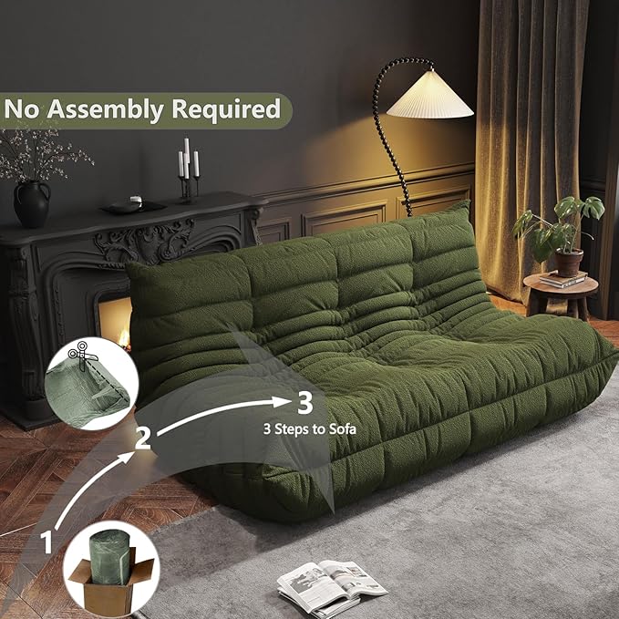 Bean Bag Chairs for Adults, BeanBag Reading Chair Memory Foam Couch 3-Seater - Image 5