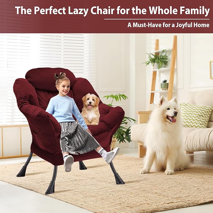 Lazy Chair Thick Padded, Comfy Velvet Accent Lounge Chair - Image 4