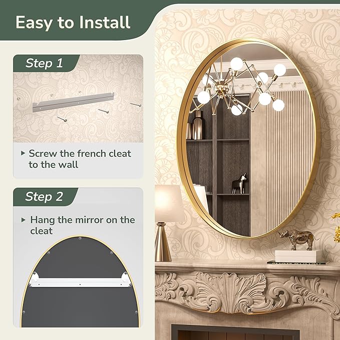 TokeShimi Gold Oval Wall Bathroom Mirror 22x30 Inch - Image 6