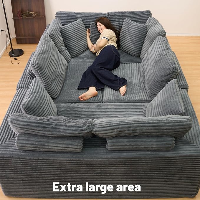 KEIKI 135" U Shape Sectional Sofa, 6-Seater Modular Couch - Image 7