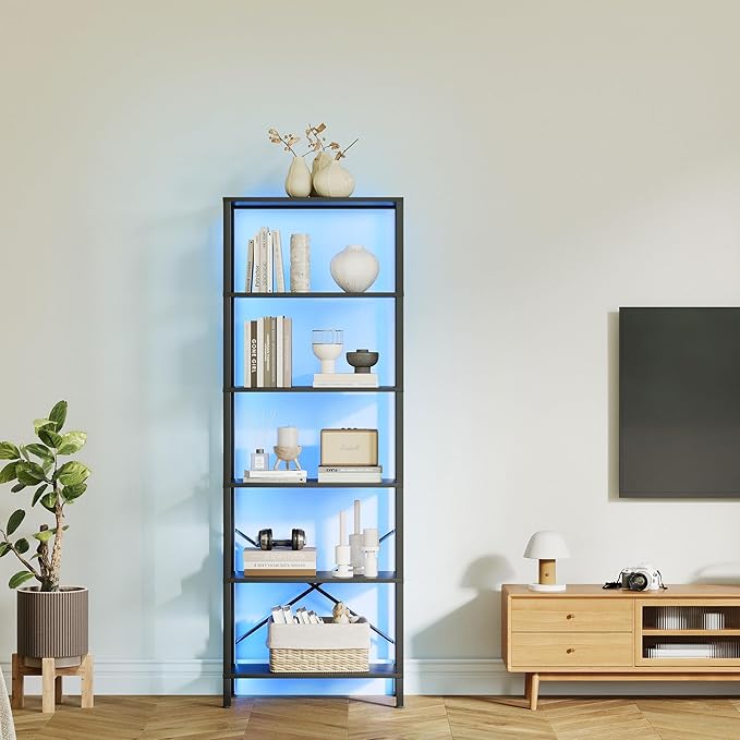 6-Tier Bookshelf, Tall Bookcase - Image 2