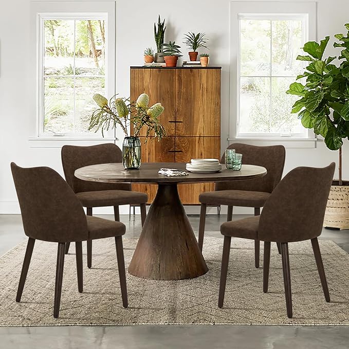 COLAMY Upholstered Dining Chairs Set of 2, Modern PU Leather Dining Room - Image 2