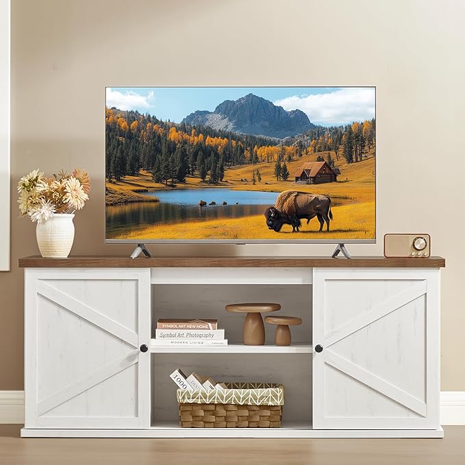 VASAGLE Farmhouse TV Stand for TVs up to 65 Inches, Entertainment Center by VASAGLEbySONGMICSHOME