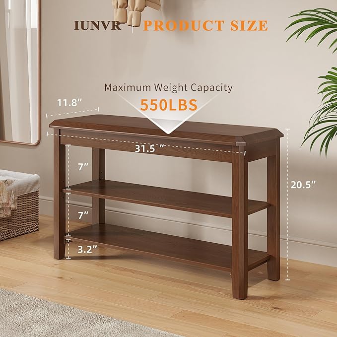 Shoe Rack for Front Door Entrance, Solid Wood Shoe Bench for Closet, Holds Up - Image 2