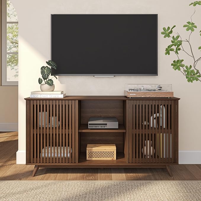 Plank+Beam Mid-Century Modern Wood TV Stand, Solid Wood Entertainment Console - Image 3