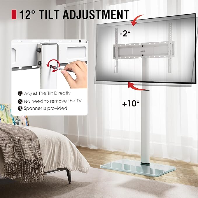 Swivel TV Floor Stand for 43-75 Inches TVs, 10 Level Height Adjustable Corner - Image 4