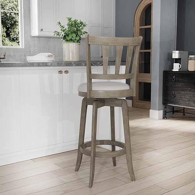 Hillsdale, Presque Isle Wood Bar Height Swivel Stool, Aged Gray - Image 8