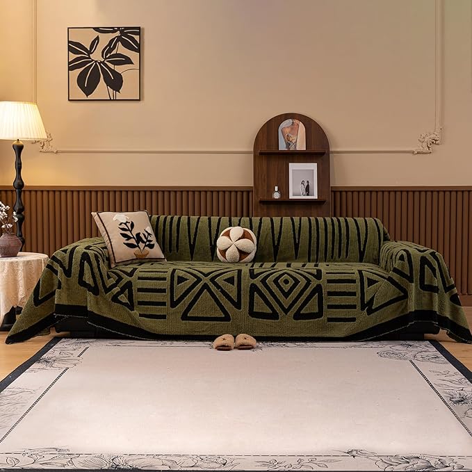 HANDONTIME Olive Green Sofa Covers by HANDONTIME
