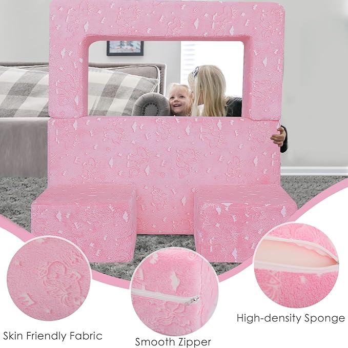 MeMoreCool Glow-in-The-Dark Unicorn Kids Modular Play Couch Sofa – Convertible - Image 8