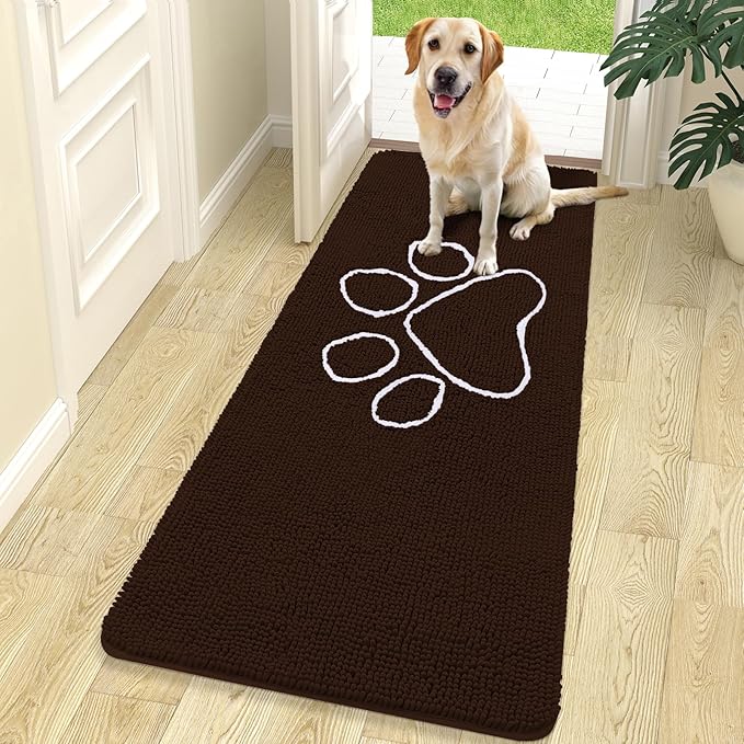 OLANLY Door Mat for Muddy Dog Paws 70x24, Ultra Absorbent Chenille Mud Doormat by OLANLY