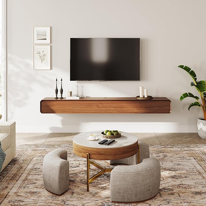 Fully-Assembled Minimalist Floating TV Stand, Modern Wall-Mounted Entertainment - Image 3