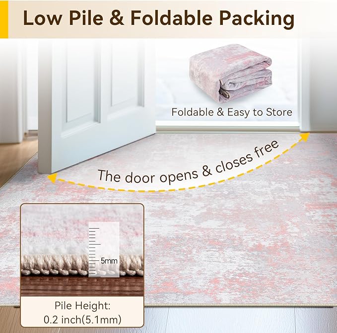 Washable Area Rugs 4'x6' Non-Slip Modern Abstract Soft - Image 8