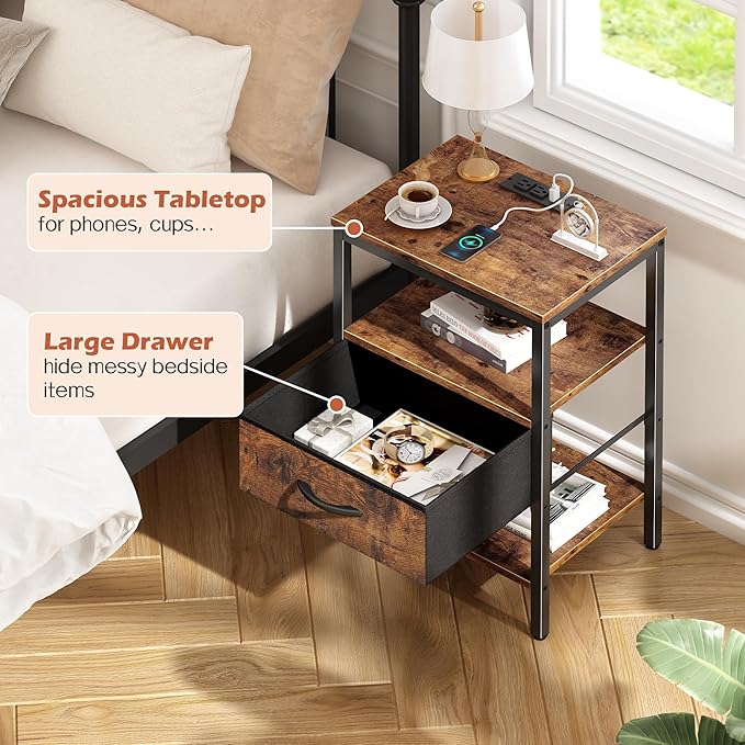 SUPERJARE Nightstand Set of 2, Bed Side Tables - Image 7