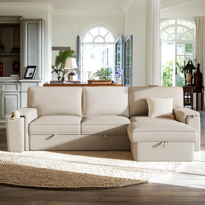 96.1 Inch L-Shaped Convertible Sectional Sleeper Sofa - Image 3