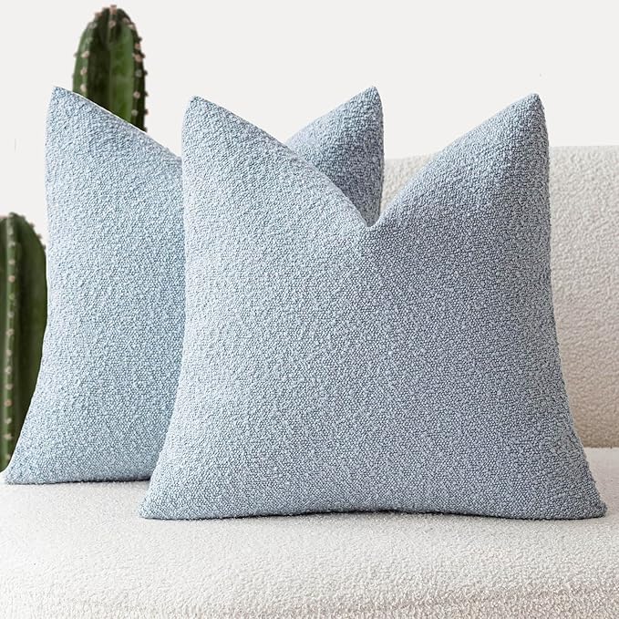 Foindtower Pack of 2 Modern Textured Boucle Throw Pillow Covers Accent Solid by Foindtower