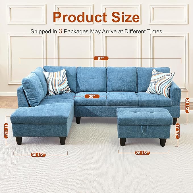 Osparple L Shaped Couch Sectional Couches - Image 2
