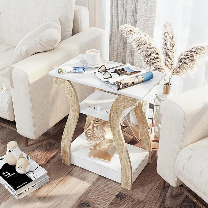 End Table with Charging Station, Side Table with USB Ports and Outlets - Image 6