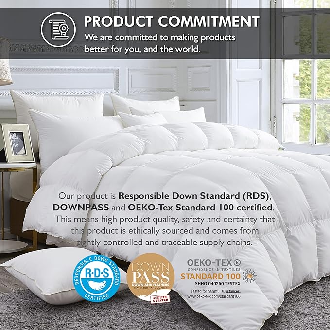 Luxurious White Solid Medium Weight, Queen Size Goose Feathers Down Comforter - Image 3