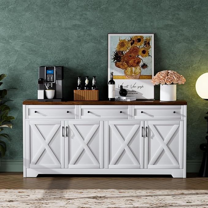 66'' Farmhouse Sideboard Buffet Cabinet - Image 3