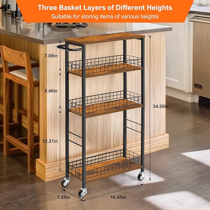 YBING Slim Storage Cart 4 Tier Narrow Kitchen Rolling Cart - Image 7