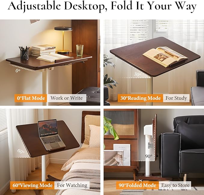 Adjustable Computer Desk, Solid Wood Folding Desk - Image 4