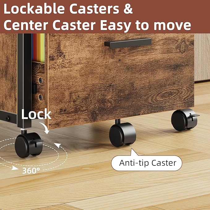 2 Wood Drawer Lockable File Cabinet - Image 8