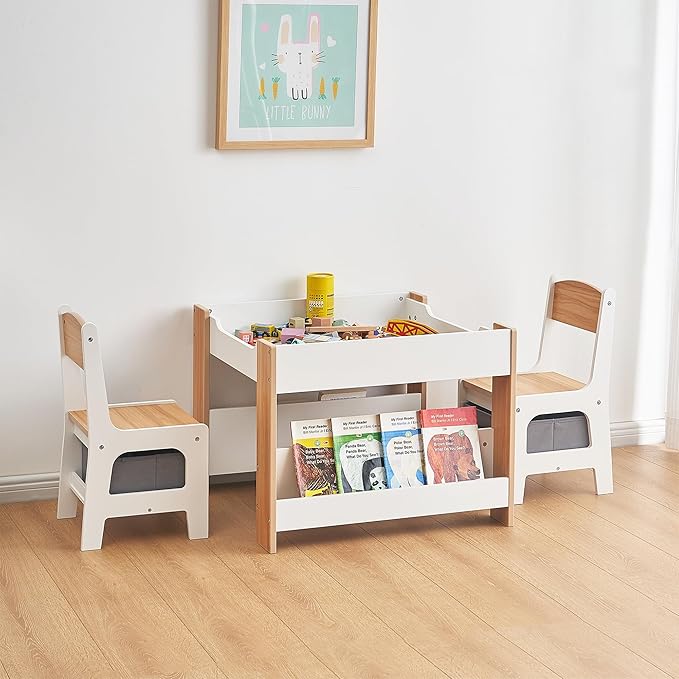 Asweets Kids Table and Chair Set, 4 in 1 Toddler Desk - Image 2