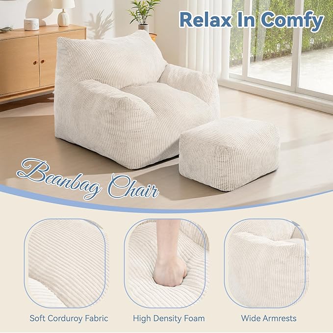 INMOZATA Bean Bag Chair for Adults, 3FT Beanbag Chair - Image 4