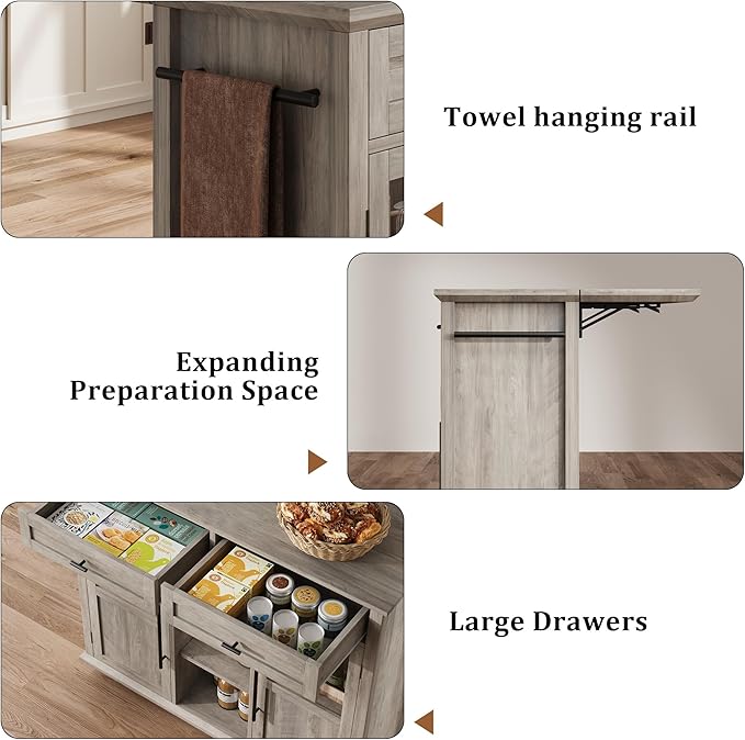 Mobile Modern Storage Island, Rolling Kitchen Island - Image 7