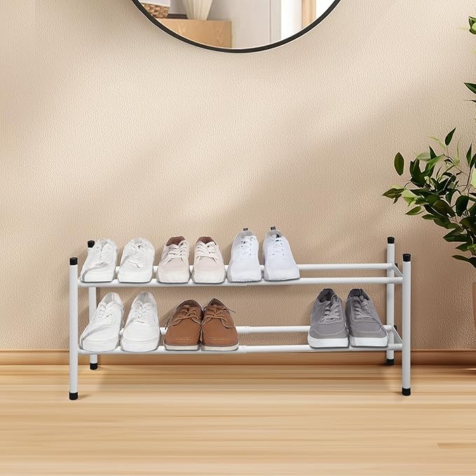 STORAGE MANIAC Expandable Shoe Rack, 8 Pairs Stackable Small Shoe Rack - Image 7