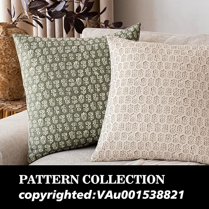 Foindtower Set of 2 Decorative Vintage Floral Print Throw Pillow Covers Neutral - Image 4