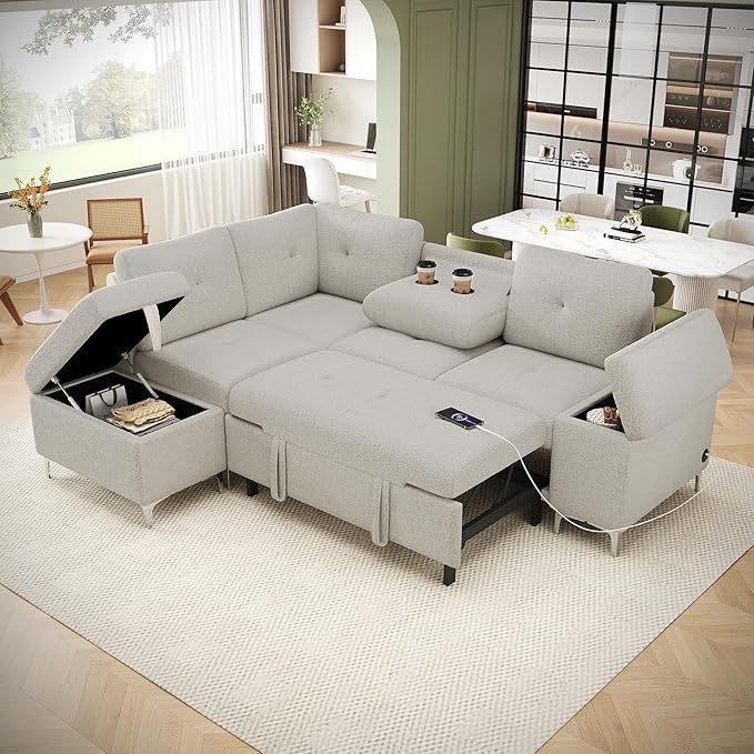 Ball & Cast 88.2" L-Shaped Sectional Pull Out Sofa by BallCast