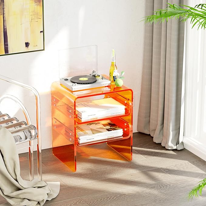 Clear Acrylic 3-Tier End Table/Nightstand – Sleek Bedside Storage - Image 10
