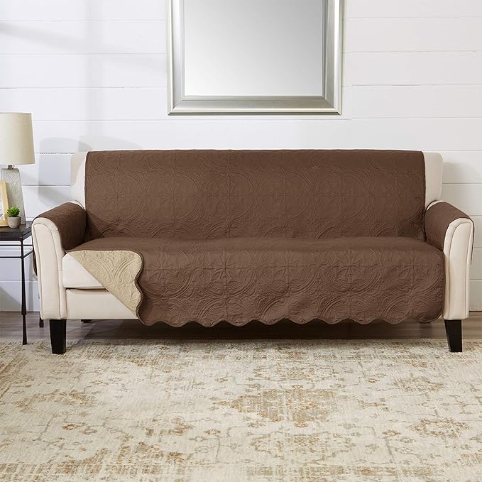 Great Bay Home Medallion Stitched Solid Furniture Protector Stain Resistant by GreatBayHome