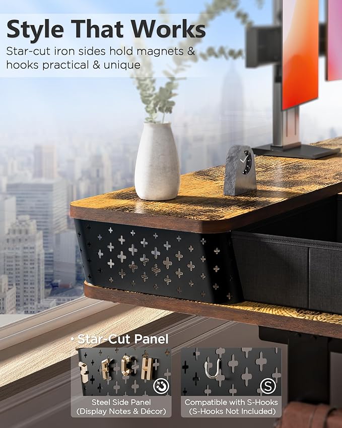 40x24 Inch Standing Desk with Double Drawers, C-Clamp Mount Compatible - Image 4