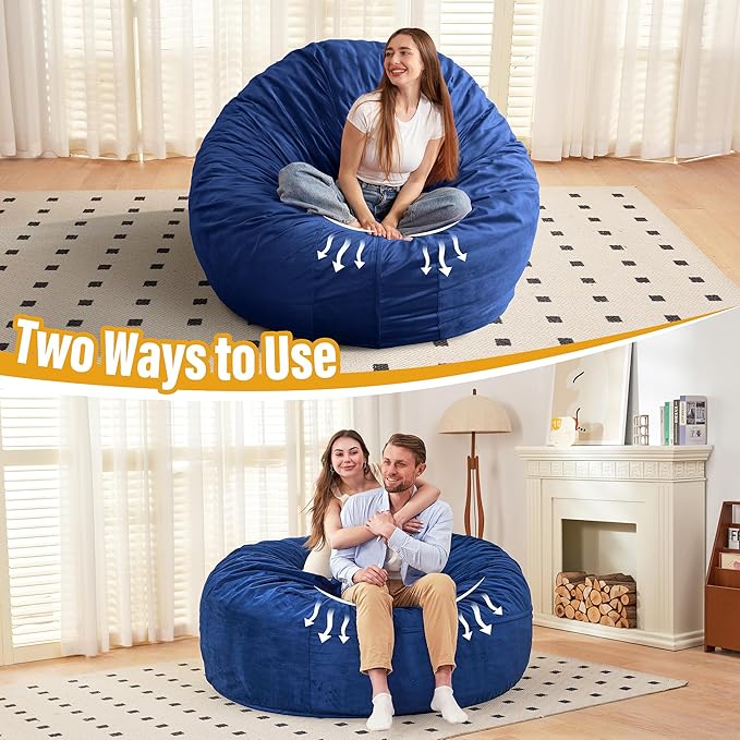 HABUTWAY Bean Bag Chair: Giant 6' Memory Foam Furniture Bean Bag Chair - 6Ft - Image 7