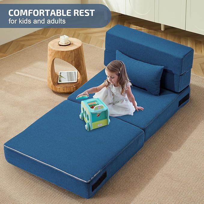 Folding Sofa Bed with Pillow- Convertible Chair Floor Couch & Sleeping Mattress - Image 3