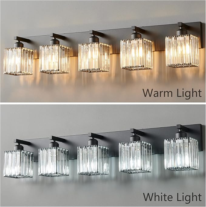 Modern Black Crystal Bathroom Vanity Light - Image 3