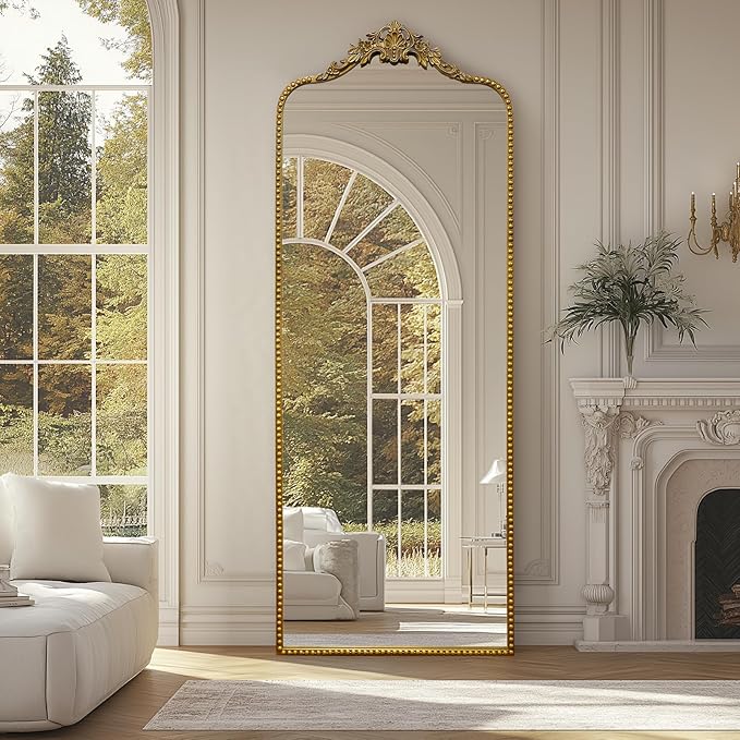 G-LEAF Vintage Baroque Full Length Floor Mirror 75"X30", Victorian Antique - Image 2