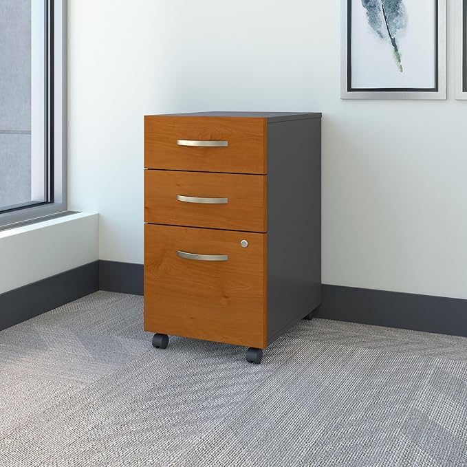 Bush Business Furniture Series C 3 Drawer Mobile File Cabinet in Natural Cherry - Image 2