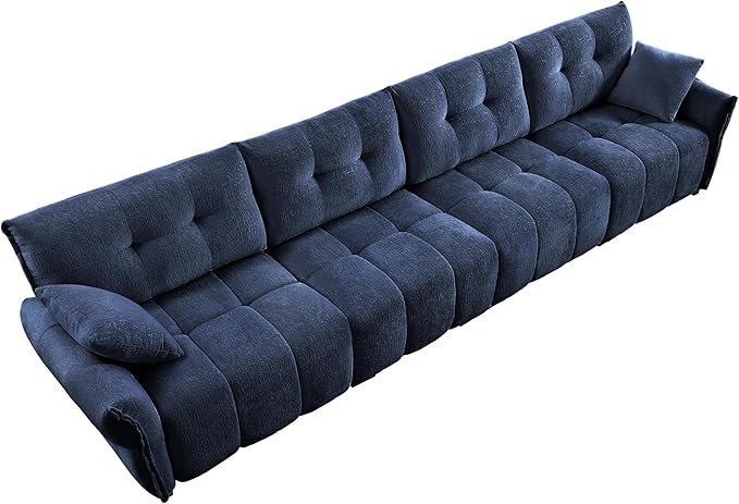 Modern Chenille Fabric 4-Seat Sofa w/ 2 Pillows, Premium Upholstery Living Room - Image 6